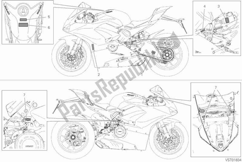 Todas las partes para Posizionamento Targhette de Ducati Superbike Panigale V4 1100 2019